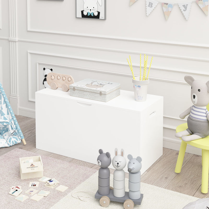 Toy Storage Organizer With Rolling Drawer, Chest With Wheels, Large Pull Out Bin For Nursery - White