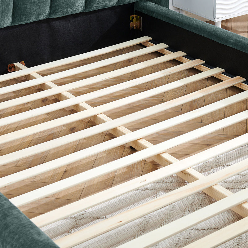 Modern Upholstered Bed Frame With Thick Chenille Fabric And Headboard