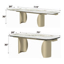 Cora - Dining Table - Ceramic Top & Golden Champange