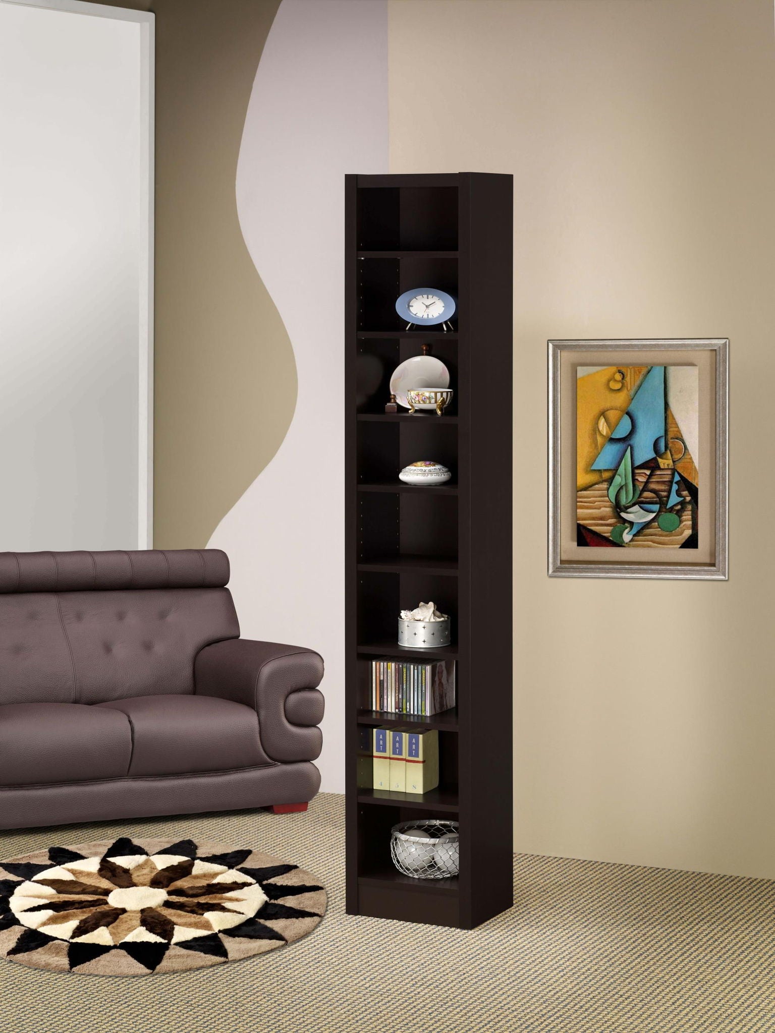 Eliam 71-inch 8-shelf Bookcase Cappuccino