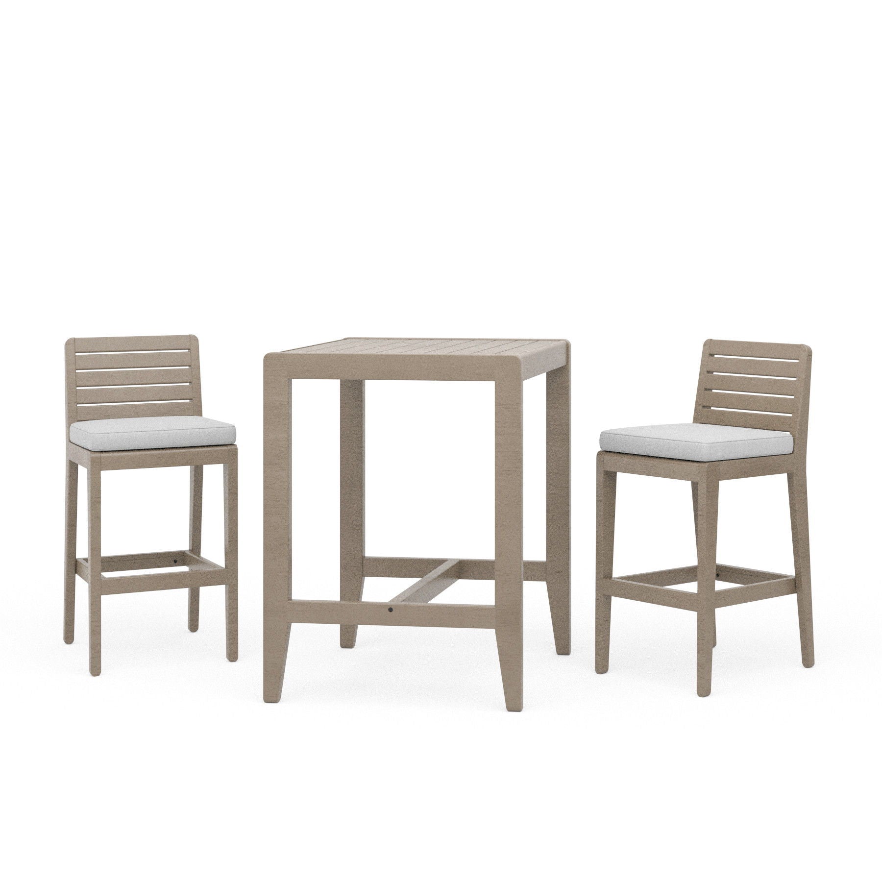 Sustain - Outdoor High Bistro Table And Two Stools - Gray