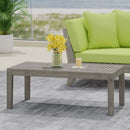 Ingenious - Outdoor Acacia Wood Coffee Table With Slat Panel Design - Light Gray