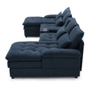 Contemporary U Shaped Sofa With Console And Cupholders