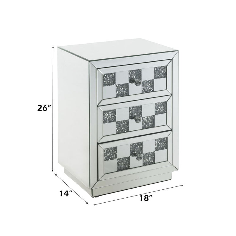Noralie - Accent Table - Mirrored & Faux Diamonds - Wood - 26"