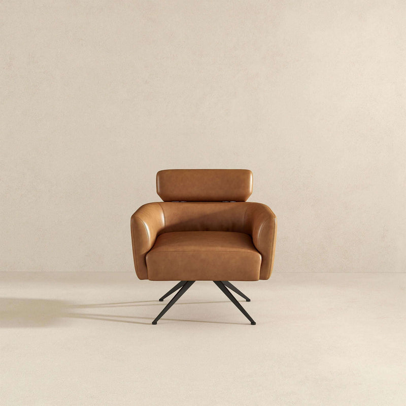 Camila - Leather Lounge Chair - Tan