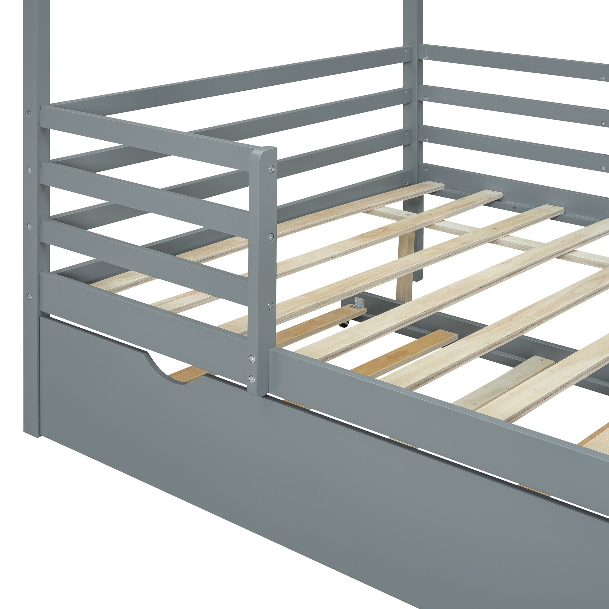 Full Size Wood House Bed with Fence and Writing Board, Gray - Atlantic Fine Furniture Melbourne FL