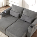 Convertible Chaise Lounge Sofa Chair With USB Ports, Cup Holders, Phone Holder And Storage