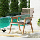 Acacia Wood Cape Woven Wicker Large Lounge Chair With Pillow For Patio, Deck, Yard, Lawn And Garden Seating Wicker (Set of 2) - Teak