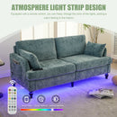 Chenille 2 Seater Sofa With LED Light, USB Charging Port, And Storage Bag