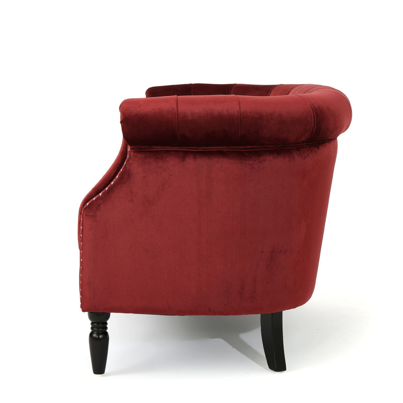 Antique Chesterfield Style Loveseat With Button Tufting