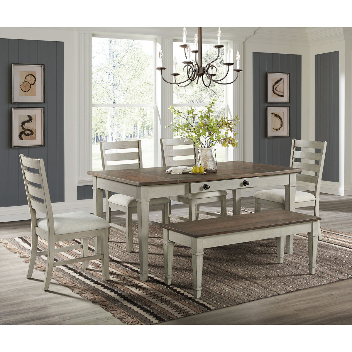 Farmington Ladder Back Dining Side Chair (Set of 2) in Washed Stone / Light Beige by Elements International, view 9
