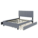 Platform UpholsteredBed With 2 Drawers And Twin Long Trundle