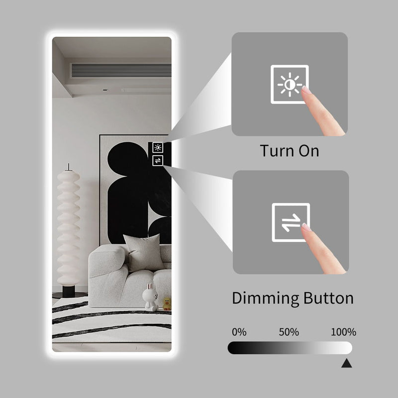 Full Length Mirror Lighted Vanity Body Mirror LED Mirror Wall-Mounted Mirror Big Size Rounded Corners, Bedroom, Living Room, Dressing Room, Hotel - Clear