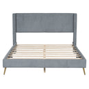 Platform Contemporary Bed With Legs And Upholstered Headboard