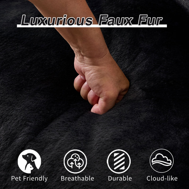 Giant Bean Bag Couch, Ultra Soft Fluffy Loveseat For Living Room Reading Chair With Pillows - Black