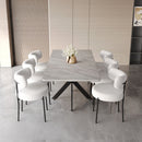 Extendable Dining Table Set With Curved Backrest Upholstered Chairs