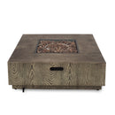 Wellington Square Iron Fire Pit With Wood Pattern Design And 50,000 Btu Output