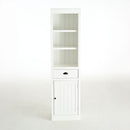 Retro Style 75'' Tall Display Shelf With Cabinet For Hallways Living Room Kitchen - White