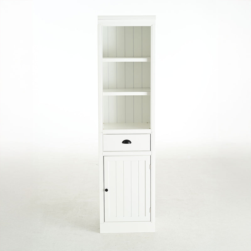 Retro Style 75'' Tall Display Shelf With Cabinet For Hallways Living Room Kitchen - White