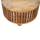 Slatted Round Coffee Table - Beige