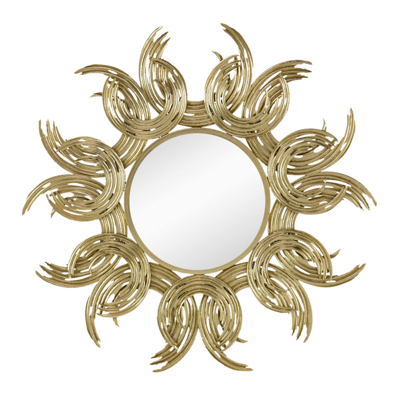 Sunburst Metal Decorative Mirror With, Boho Wall Decor Sun Mirror For Living Room Bathroom Enterway - Gold