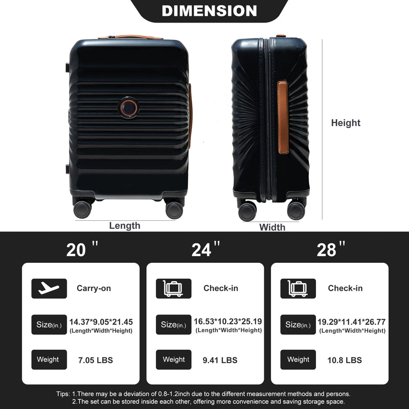 24" Luggage Lightweight Suitcase Tsa Lock USB Port Luggage Wheel