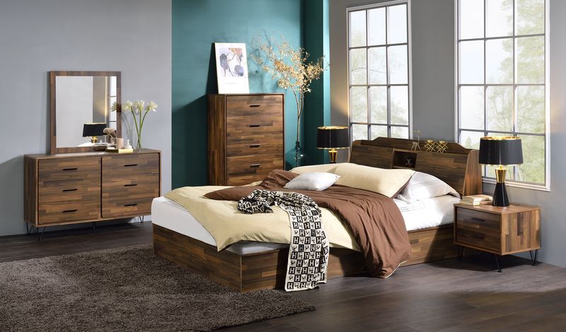 Hestia - Queen Bed - Walnut Finish - Atlantic Fine Furniture Inc