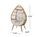 Basket Chair With Teardrop Shape And Water Resistant Cushion - Natural