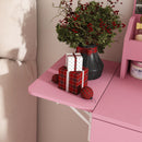 Vanity Desk With LED Mirror Lights And Power Outlet Charging Station, 3 Drawers, 7 Shelves, Storage Stool - Pink