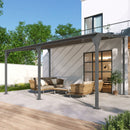 Outdoor Wall Mounted Gazebo With Sloped Roof Design, Uv Protection, And Durable Iron Frame - Gray