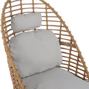 Ellis - Outdoor Wicker High Back Lounge Chair, Teak Finished Leg - Light Brown / Beige