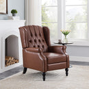 Upholstered Wingback Recliner With Nailhead Trim And Rolled Recessed Arms - Light Brown