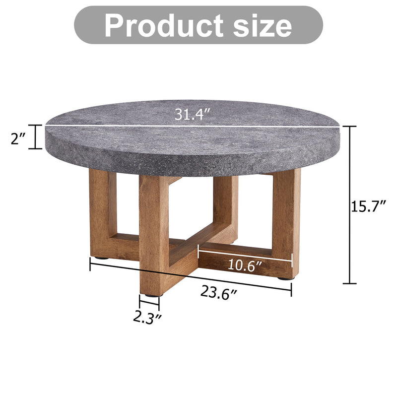 Modern Retro Texture Round Coffee Table With Crossed Legs - Gray