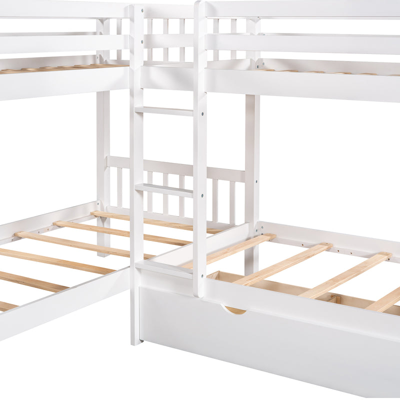 Twin L-Shaped Bunk bed with Drawers-Gray(OLD SKU :LP000038AAK)