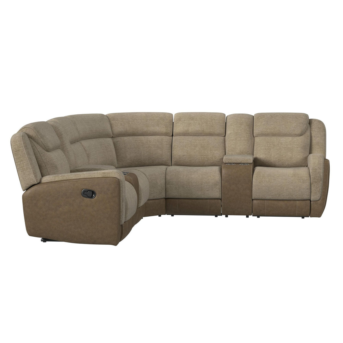 Hornet 3 Piece Sectional Set With Console And 2 Recliners in Gray by Elements International, view 9