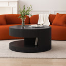 Round Coffee Table With Storage, Vertical Stripe Design