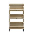 Modern Rattan 3 Door Shoe Rack Cabinet For Entryway