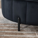 Upholstered Round Ottoman With Reversible Lid, Channel Tufted Pumpkin Shape