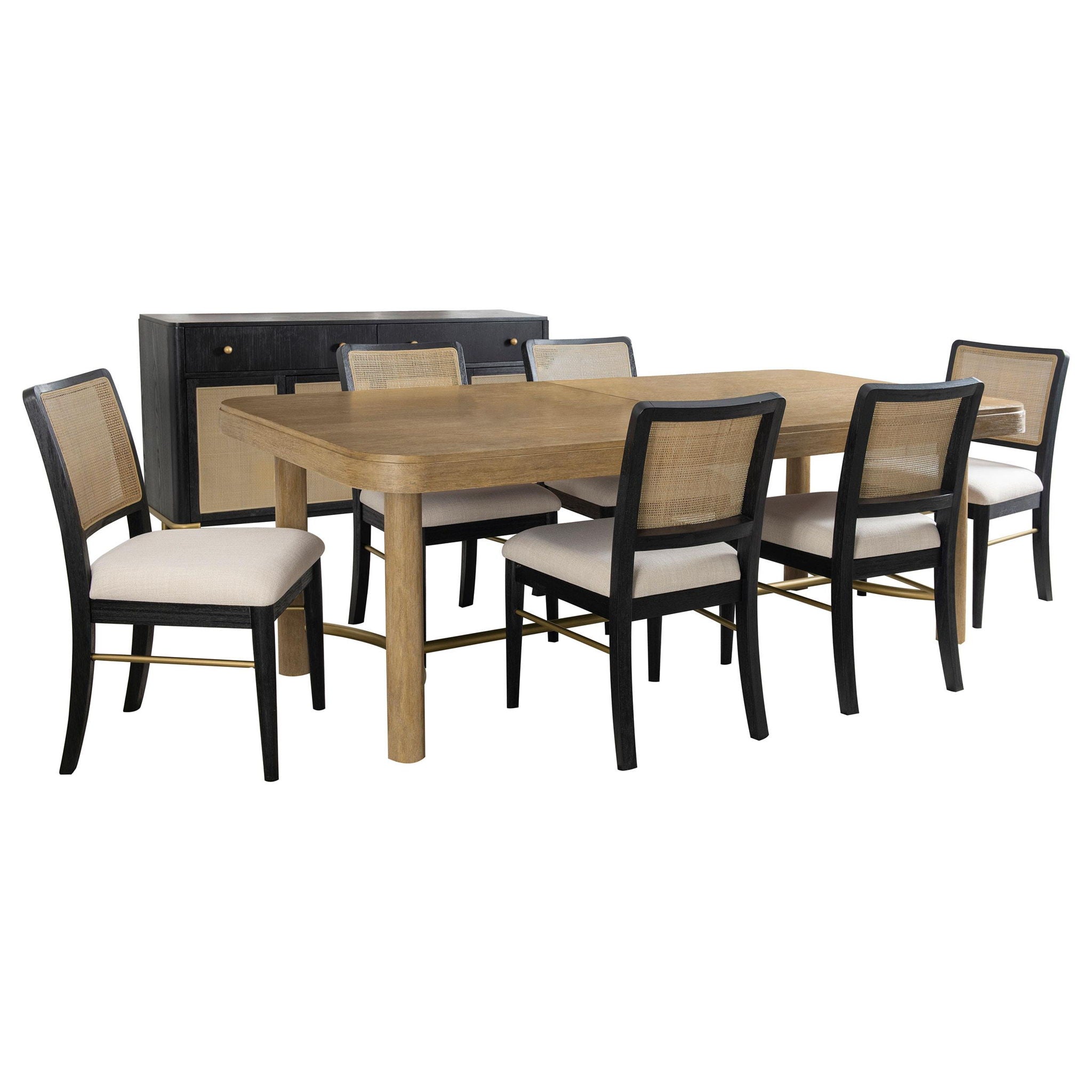 Arini 7-piece Extension Leaf Dining Table Set Sand Wash and Black - Atlantic Fine Furniture Melbourne FL