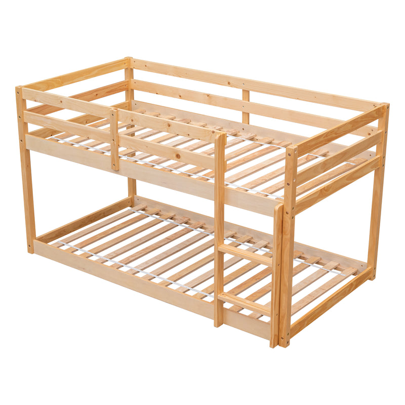 Twin over Twin Floor Bunk Bed,Natural(New SKU:W504P148543)