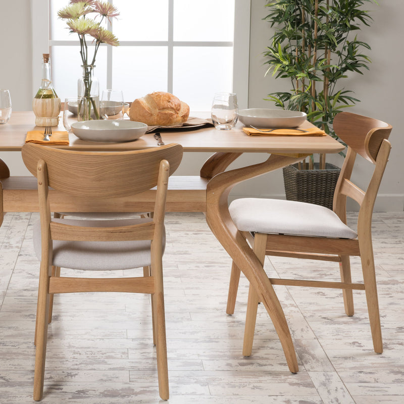 Mid Century Modern Dining Chair With Upholstered Seat And Wood Frame