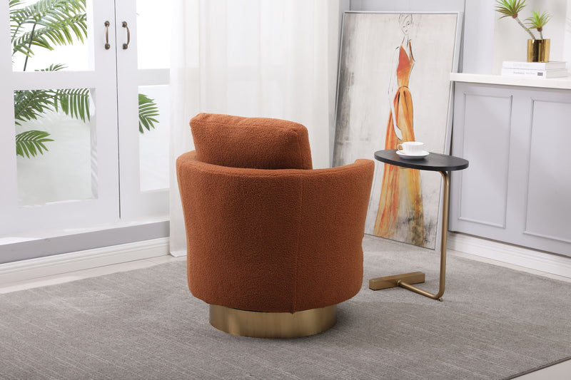 Barrel Chair, Swivel Accent Chairs Armchair For Living Room, Reading Chairs For Bedroom Comfy, Round Barrel Chairs With Gold Stainless Steel Base