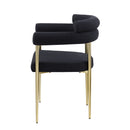 Dining Chairs (Set of 2), Mid-Century Modern Dining Chairs, Kitchen Dining Room Chairs, Round Boucle Backrest Sherpa Dining Chair With Brushed Bronze Metal Legs