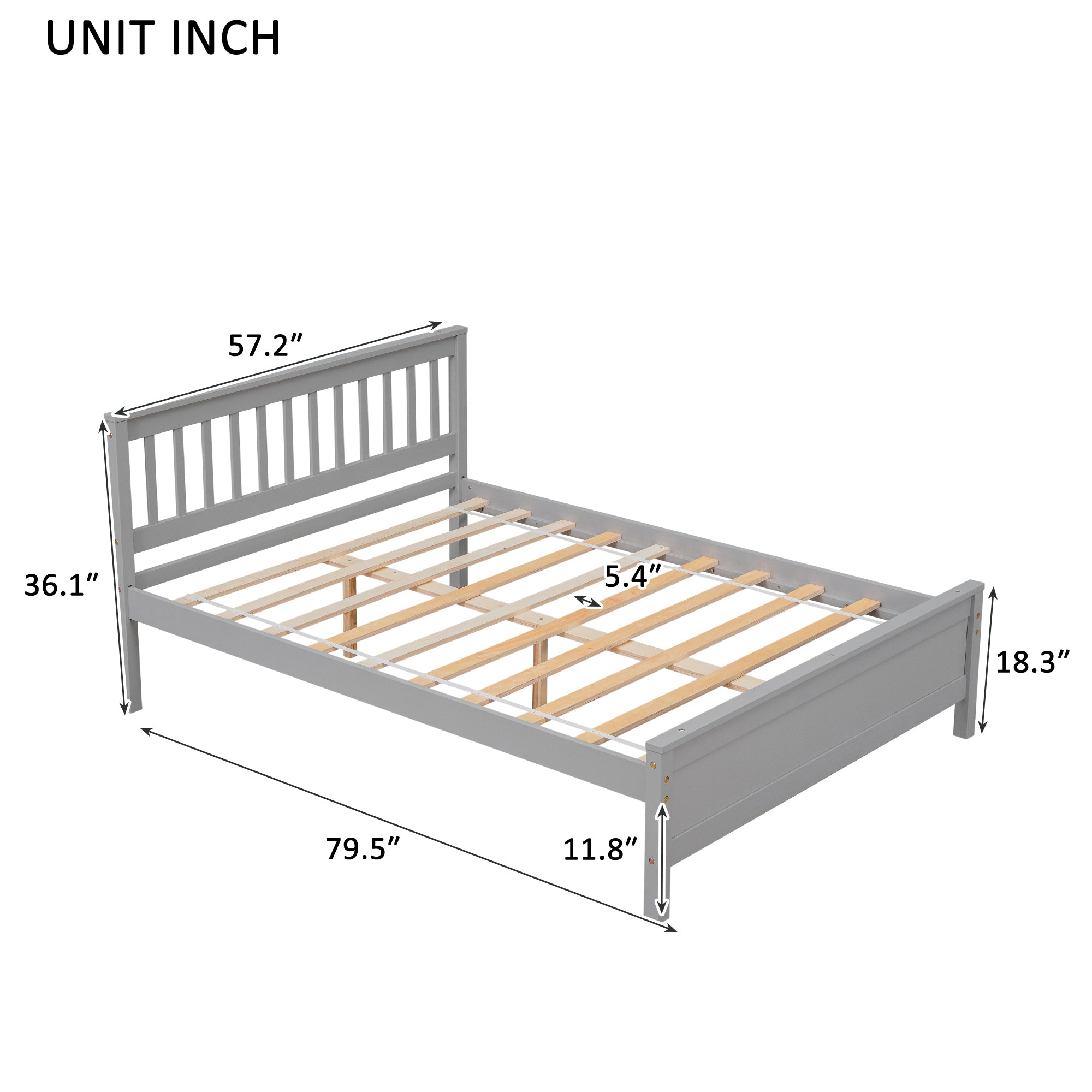 Full Bed with Headboard and Footboard,with 2 Nightstands,Grey - Atlantic Fine Furniture Melbourne FL