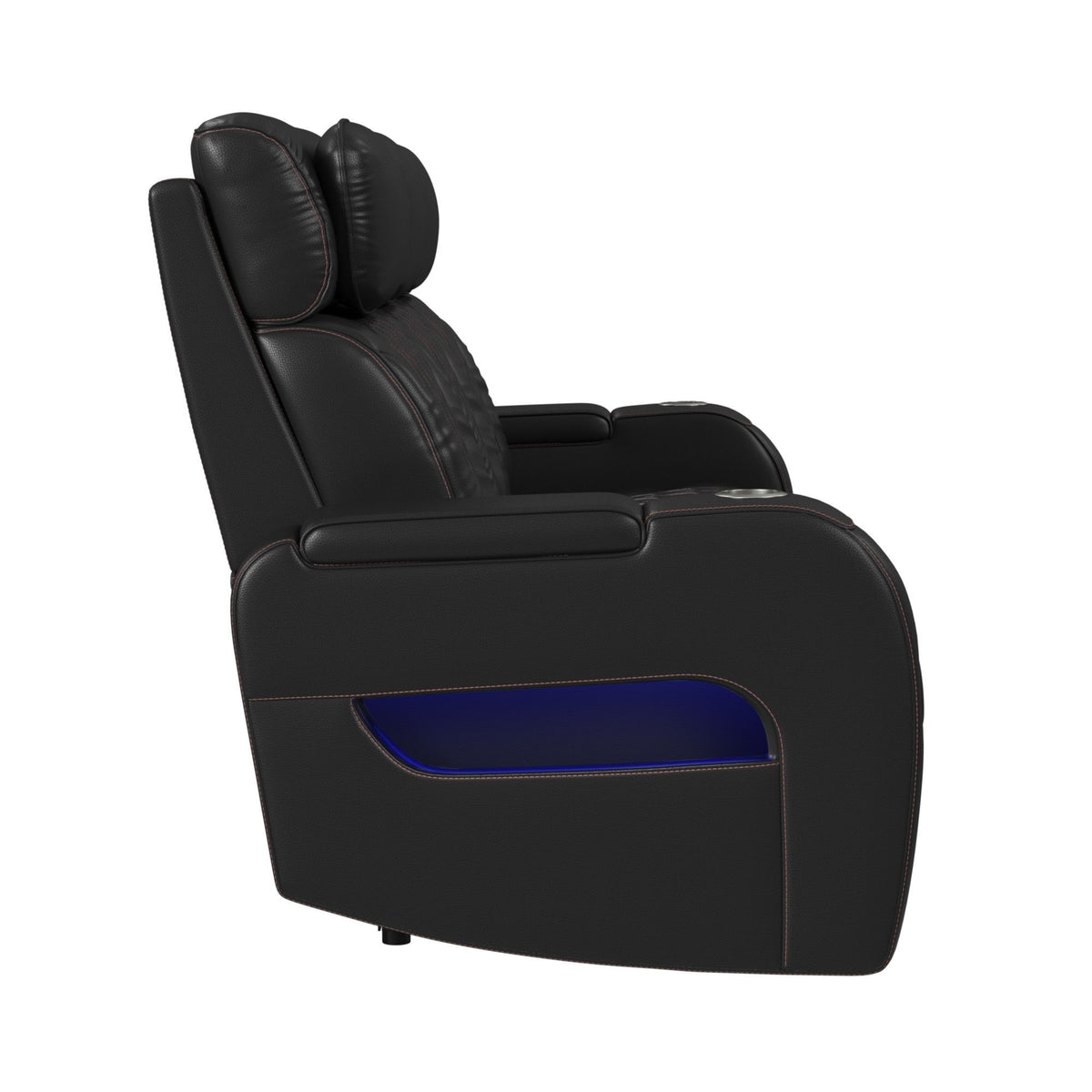 Prime Time P3 Sofa With I Table, Reading Light, Heat, Massage, LED, And Speaker in Black by Elements International, view 6
