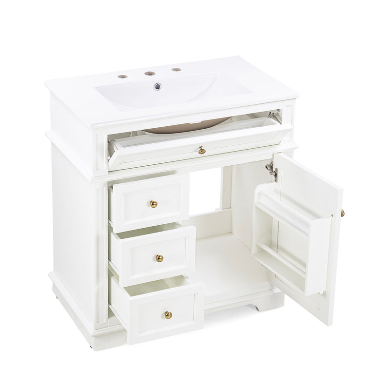 Freestanding Bathroom Vanity With Sink, Soft Closing Door, Tip Out Drawer