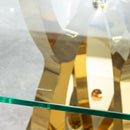 Tempered Clear Glass Rectangular Dining Table With Stainless Steel Base - Gold
