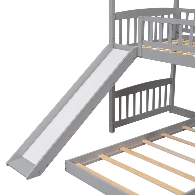 Twin Over Twin Bunk Bed With Slide, House Bed With Slide