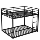 Full over Full Metal Bunk Bed, Low Bunk Bed with Ladder, Black(Old SKU:MF197034AAB)