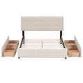 Upholstered Platform Bed With Classic Headboard And Drawers, No Box Spring Needed